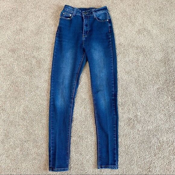 Uwj High Waist Classic Skinny Blue Jeans 5/6 - Picture 1 of 5
